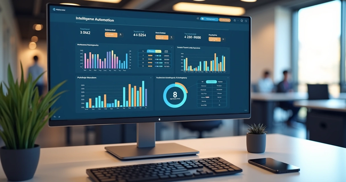 Tela de computador exibindo painel de controle com gráficos e indicadores de SLA em ambiente corporativo moderno