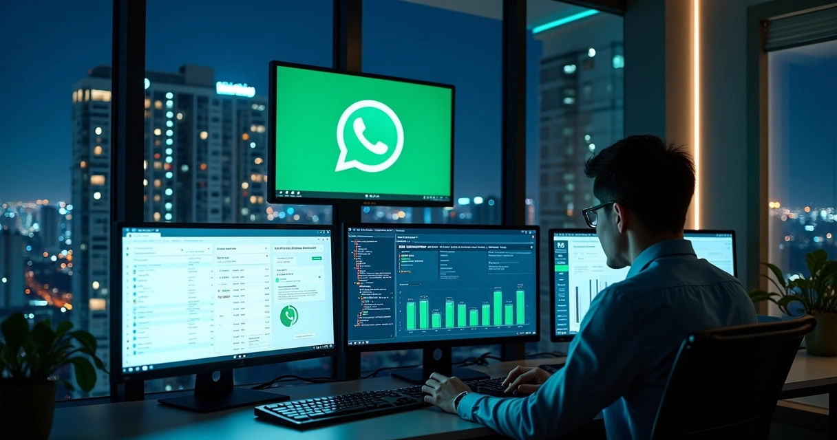 Sistema de automação em plantão noturno de condomínio com monitor de mensagens ao fundo