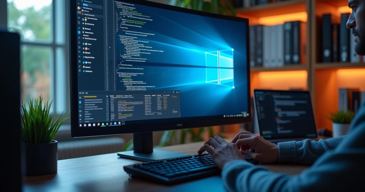 Tela de computador mostrando interface digital de gestão de chamados com alertas de erros e notificações, ambiente moderno de escritório com iluminação natural
