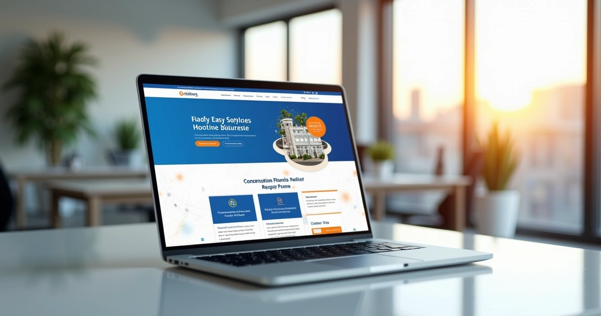 Tela de um laptop mostrando a homepage do novo site ConexCondo com layout moderno e cores vibrantes