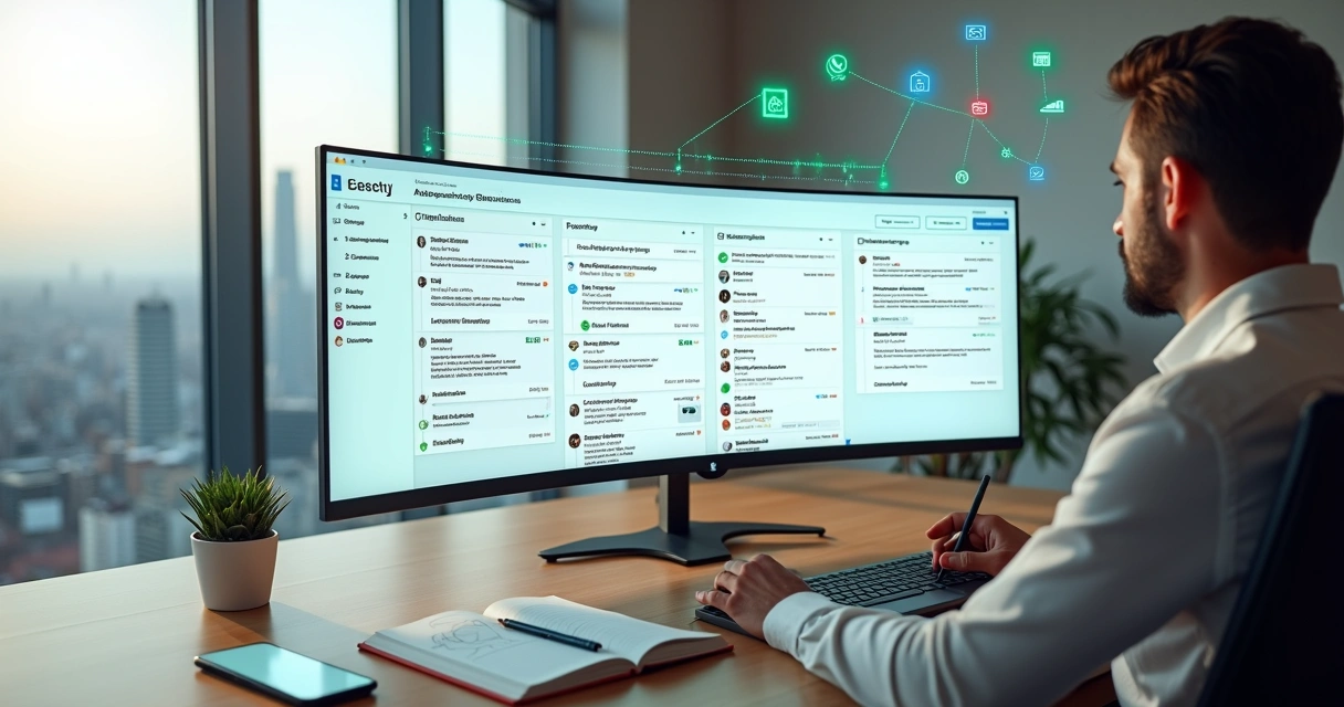 Gestora analisa atendimento estruturado no WhatsApp em painel com filas e SLA